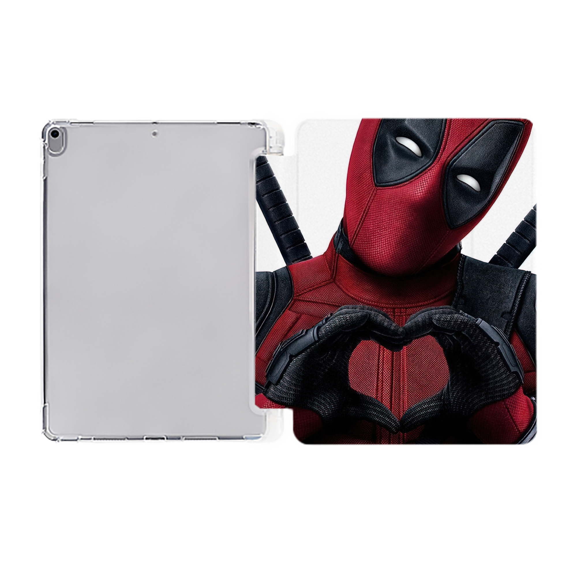 （画像用） Deadpool デッドプール IPad ケース ペン収納付き 三つ折りスタンド PUレザー×シリコン 対応機種9.5/10.5/10.9インチ
